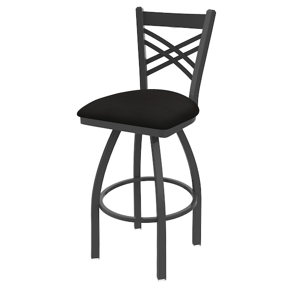 25" Swivel Counter Stool, Pewter Finish, Canter Espresso Seat